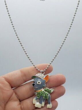 New rhinestone Paw Patrol Rocky bead ball chain necklace